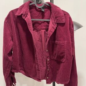 Forever 21 Corduroy Crop Shirt (Burgundy)